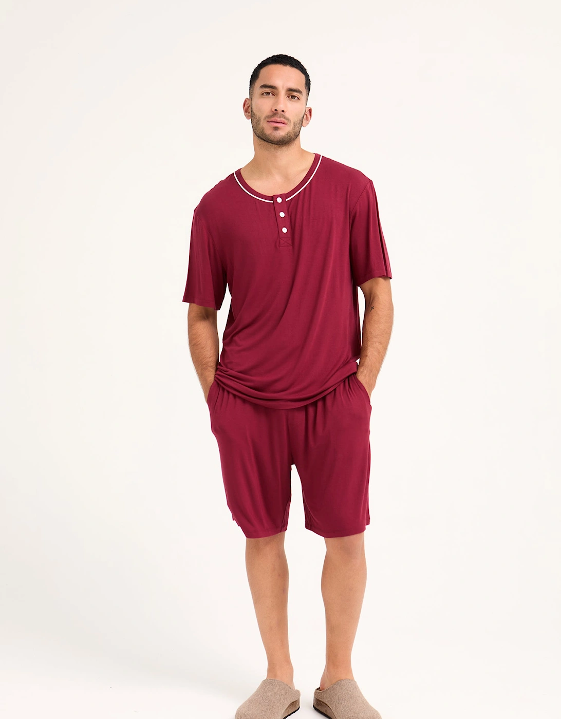 Bamboo Short Pyjama Set in Claret