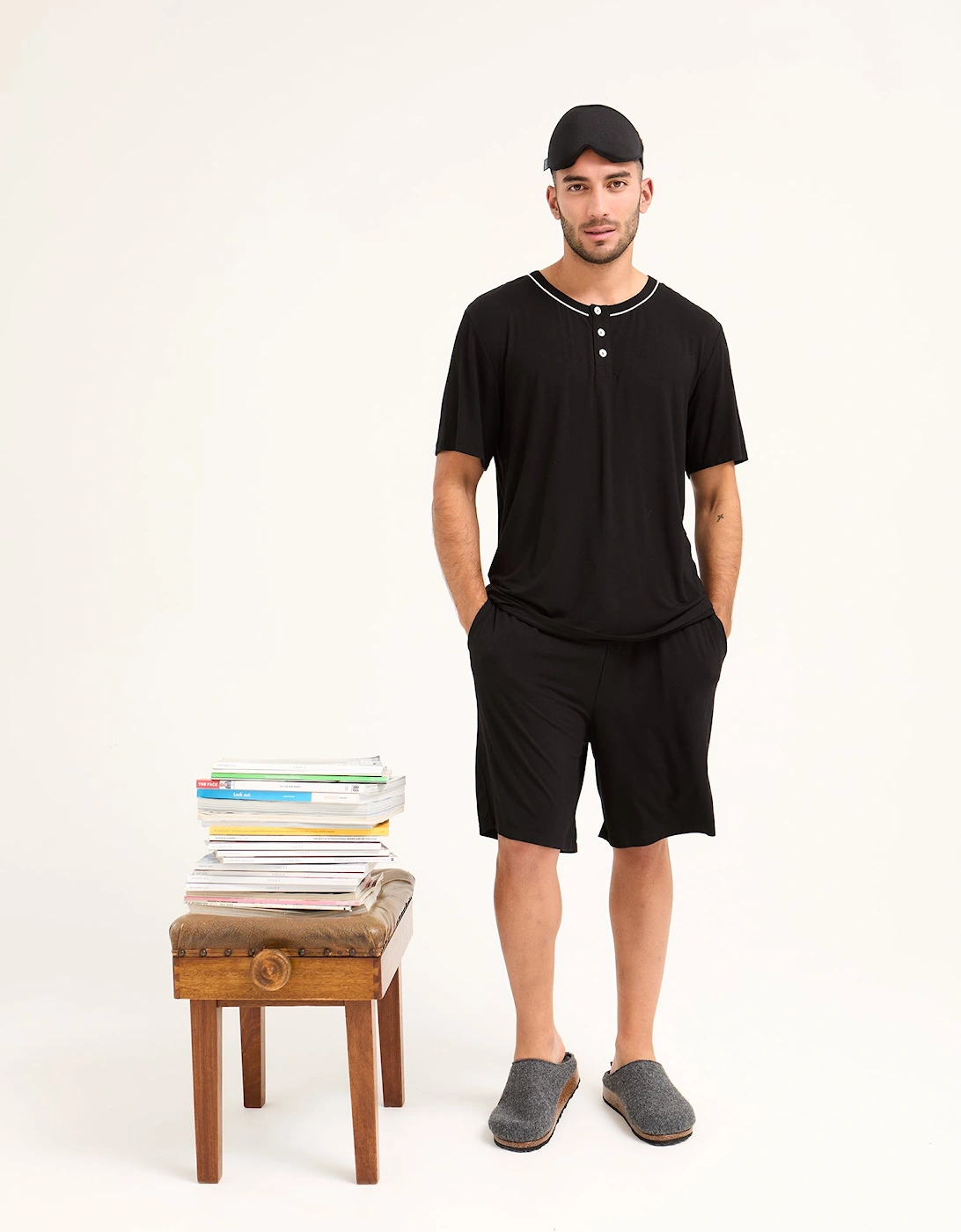 Bamboo Short Pyjama Set in Black