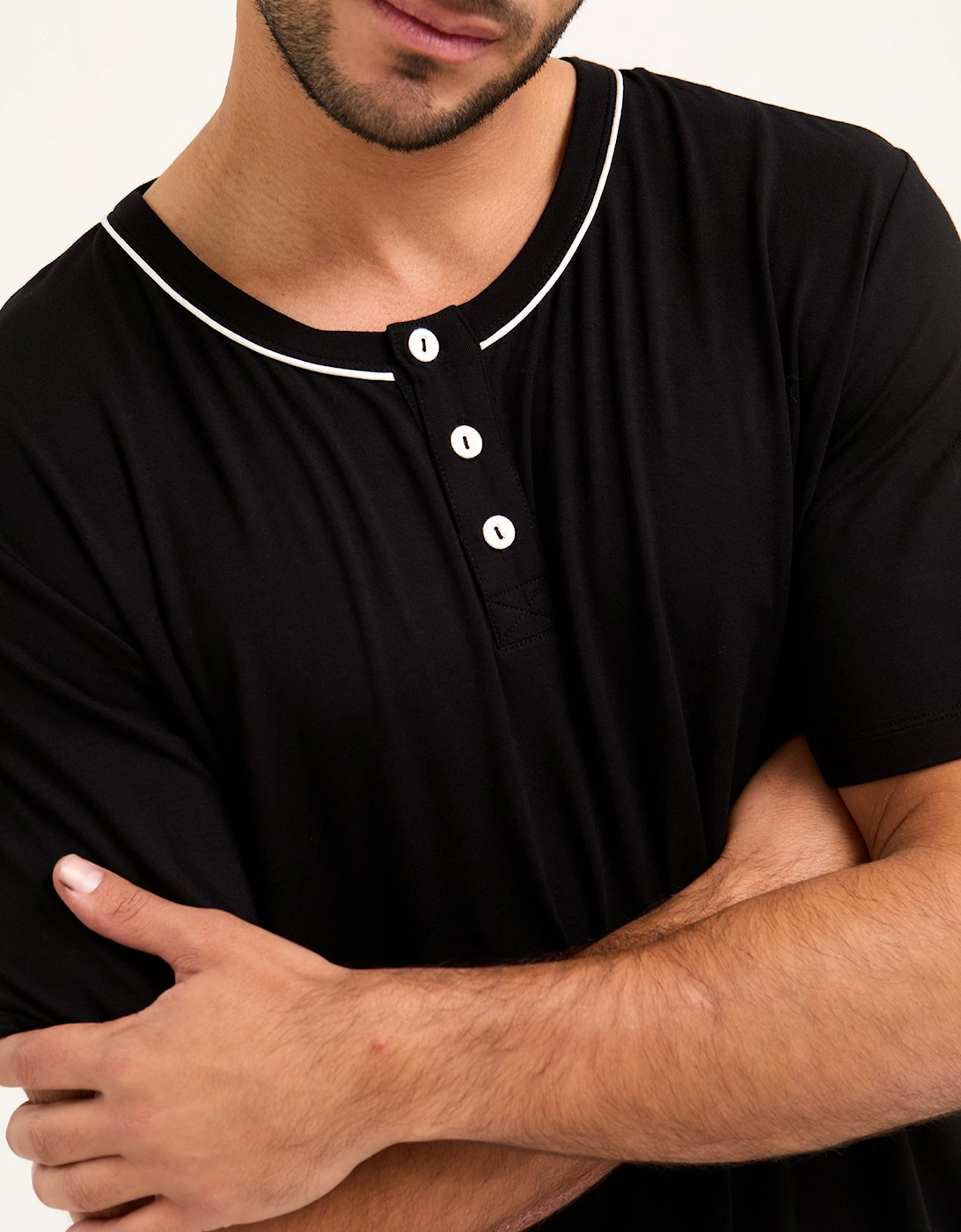 Bamboo Short Pyjama Set in Black