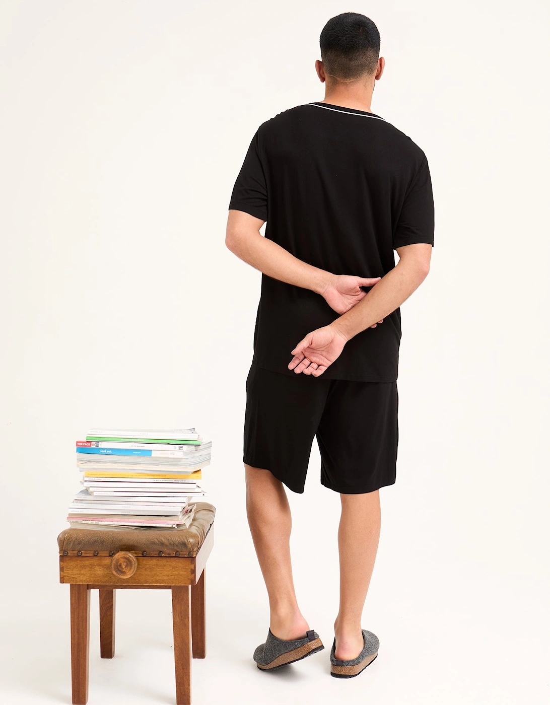 Bamboo Short Pyjama Set in Black