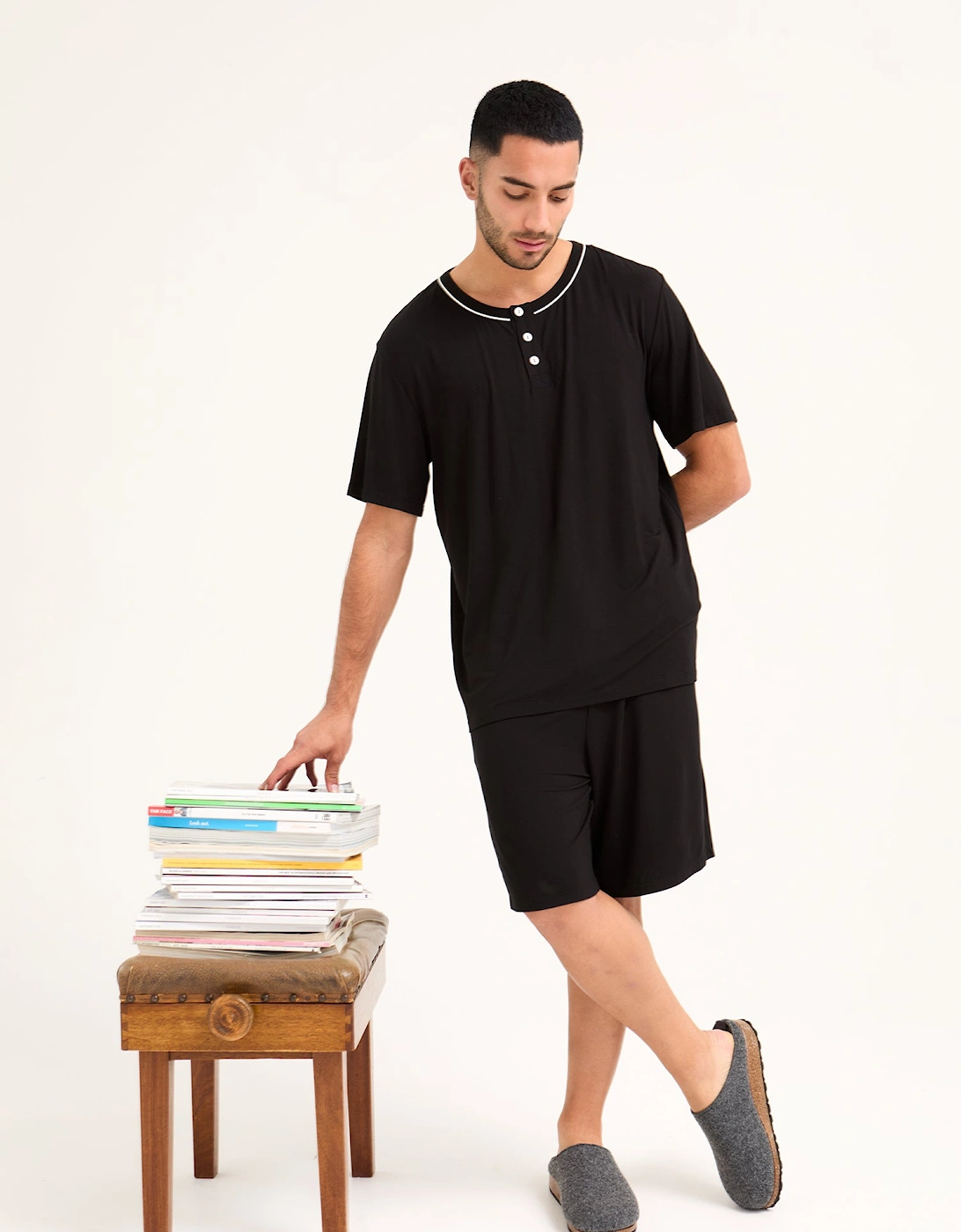 Bamboo Short Pyjama Set in Black