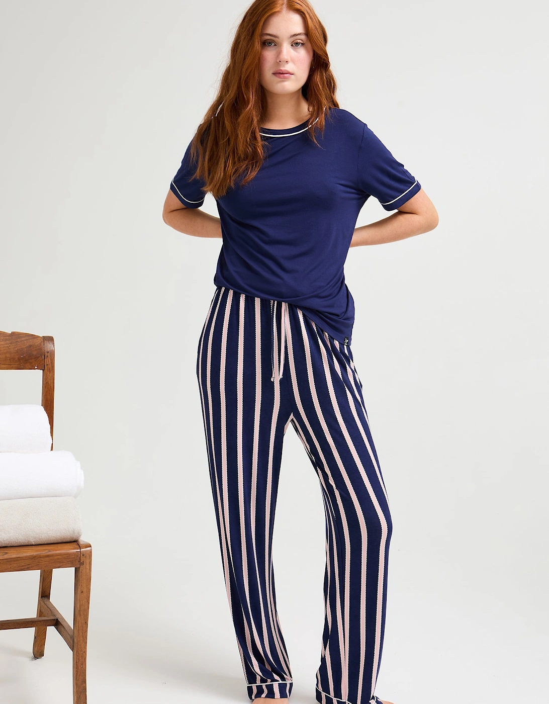 Bamboo Tee and Trouser Set in Midnight Stripe, 4 of 3