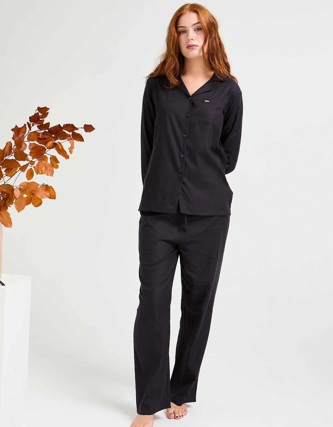 Cotton Modal Long Pyjama Set in Raven, 4 of 3