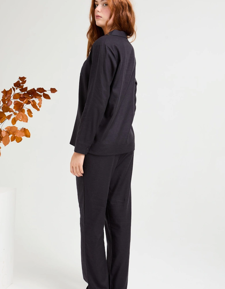 Cotton Modal Long Pyjama Set in Raven