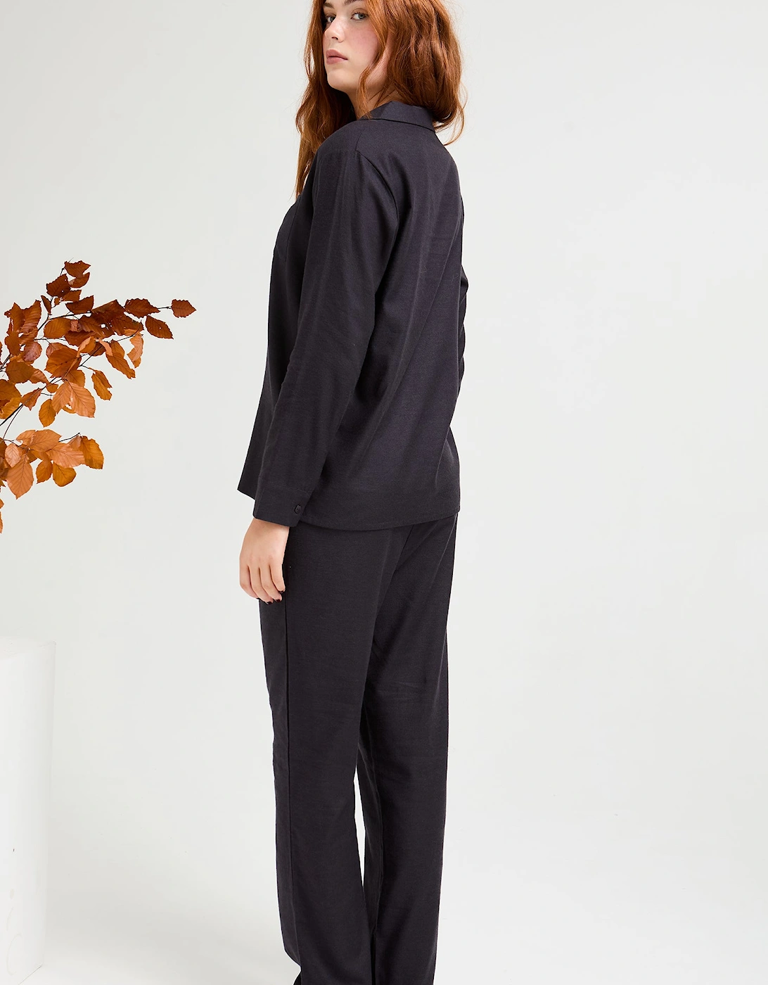 Cotton Modal Long Pyjama Set in Raven