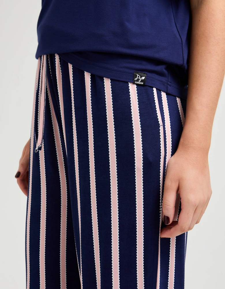 Bamboo Tee and Trouser Set in Midnight Stripe