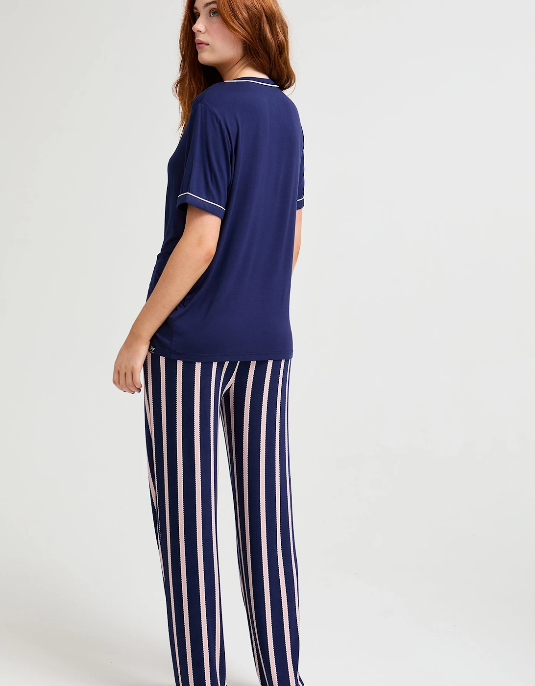 Bamboo Tee and Trouser Set in Midnight Stripe
