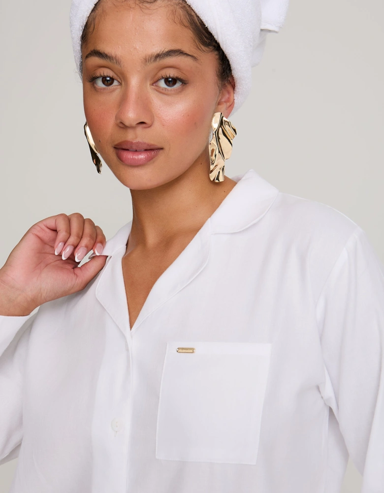 Cotton Modal Long Pyjama Set in White