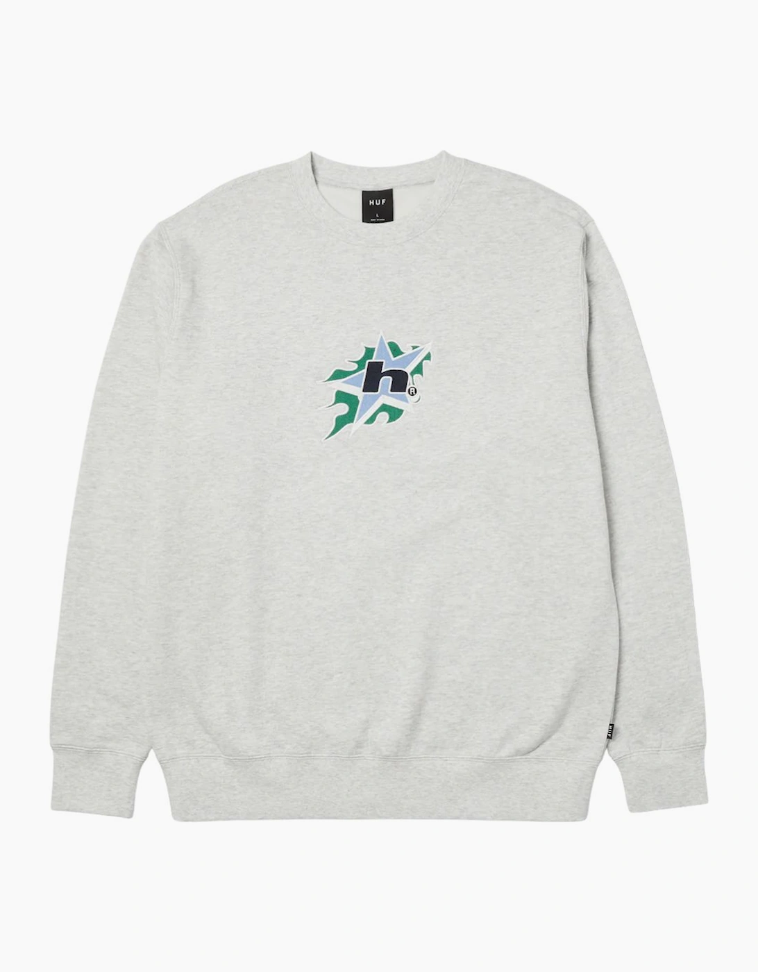 Men's HUF Ash Grey H Bit Crewneck Sweatshirt - Size: 38