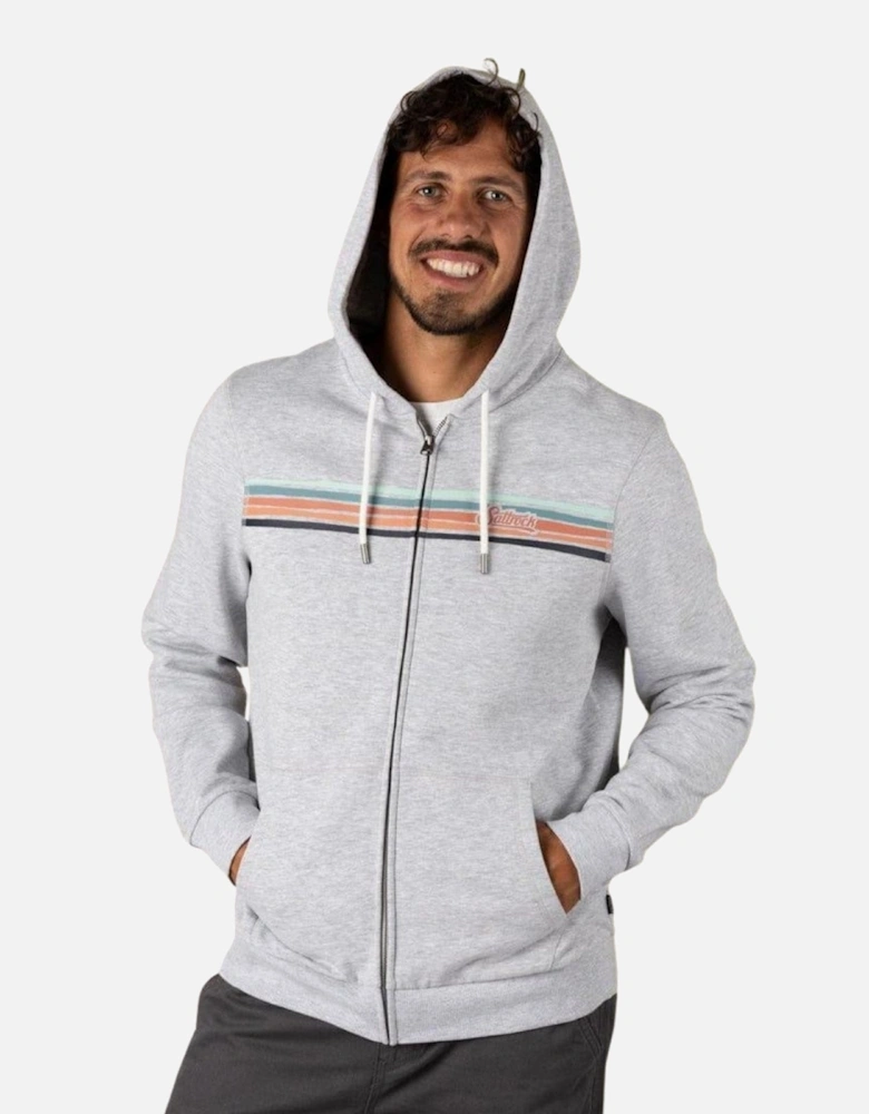 Mens Torn Stripe Zip Up Hoodie