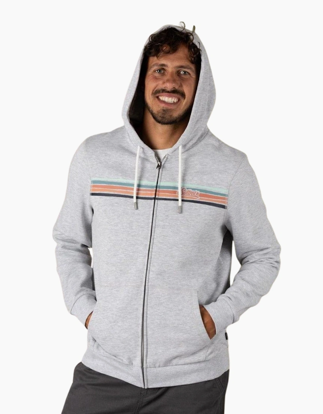 Saltrock Men's Saltrock Mens Torn Stripe Zip Up Hoodie - Grey