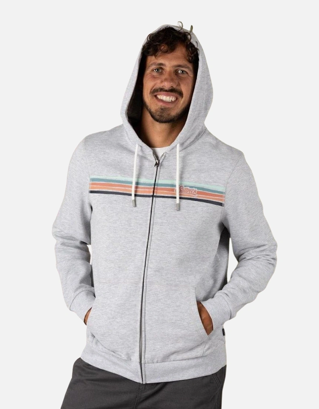 Mens Torn Stripe Zip Up Hoodie, 2 of 1