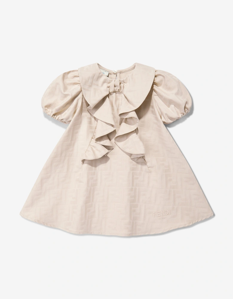 Baby Girls FF Jacquard Logo Dress in Beige