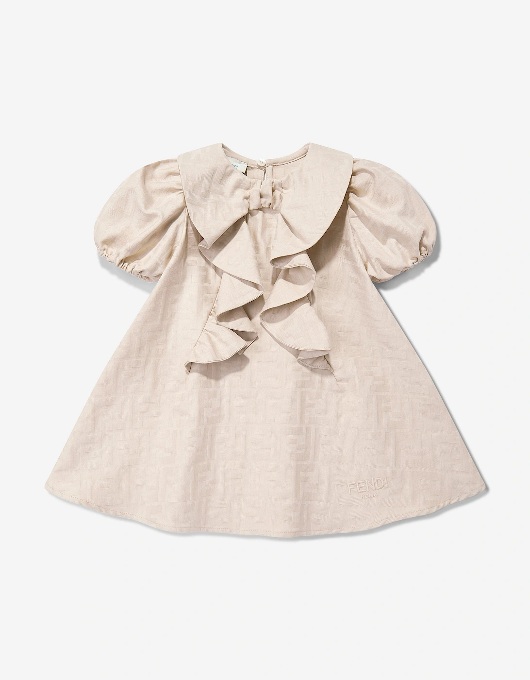 Baby Girls FF Jacquard Logo Dress in Beige, 6 of 5