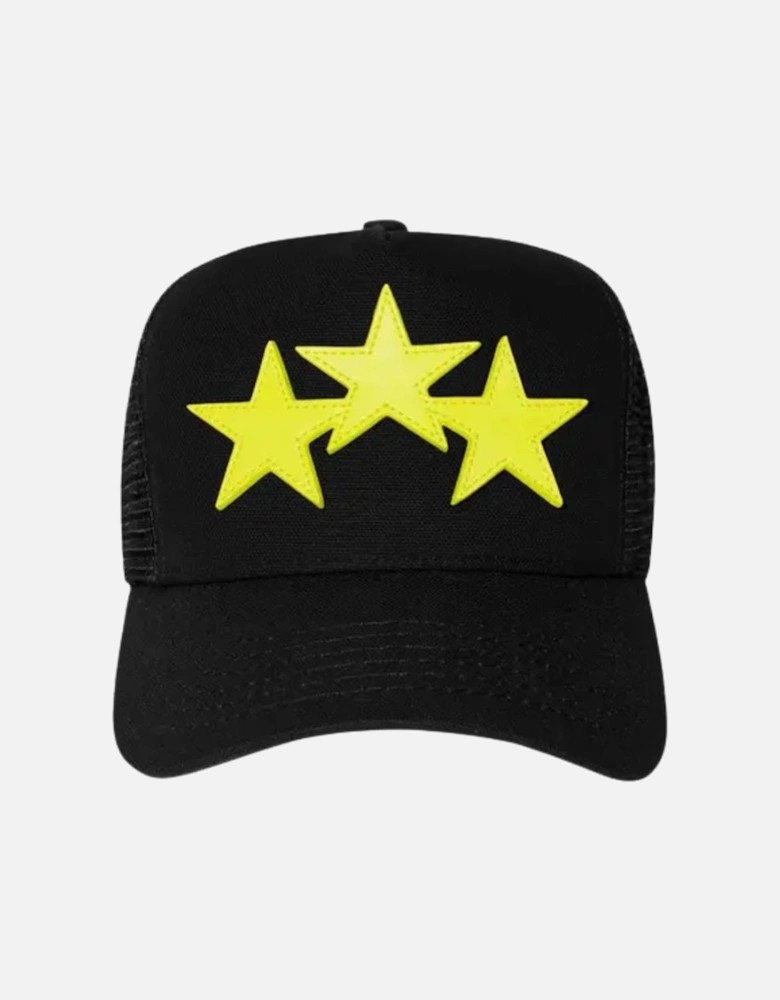 Three Star Trucker Hat Black Lime