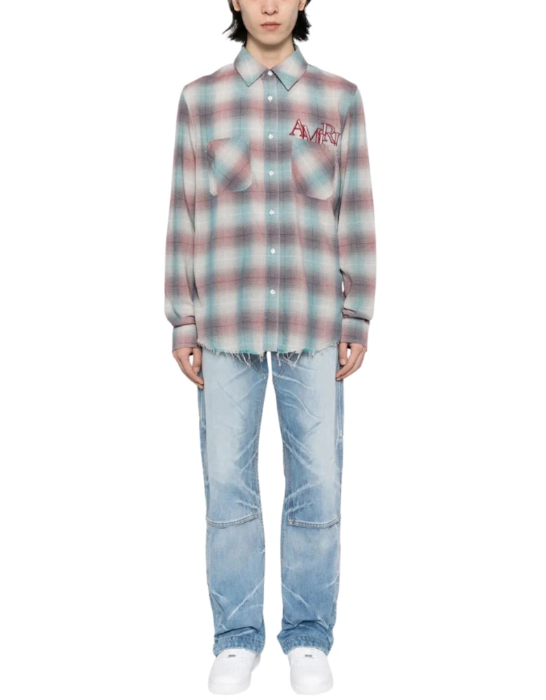 Staggered Plaid Flannel Teal/Red