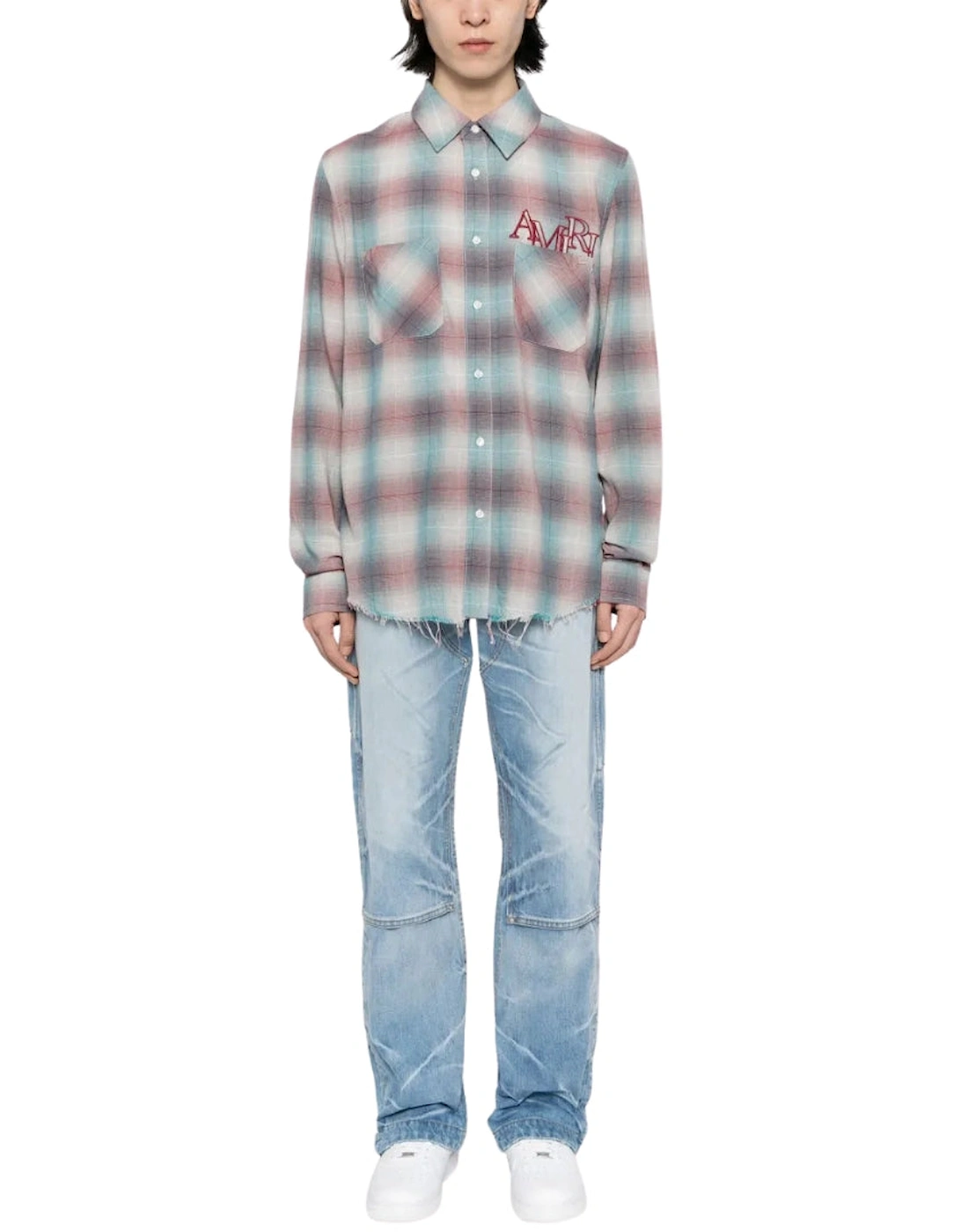 Staggered Plaid Flannel Teal/Red