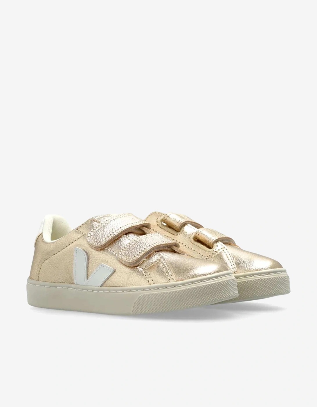 Girls Chromefree Leather Small Esplar Traners in Gold