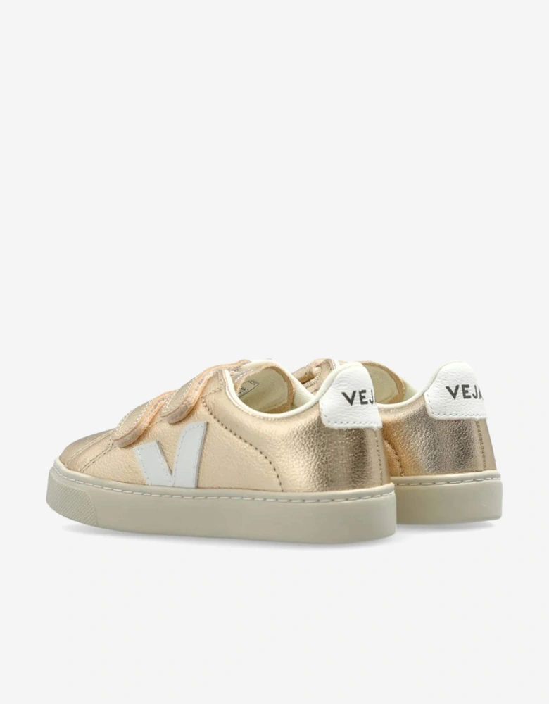 Girls Chromefree Leather Small Esplar Traners in Gold