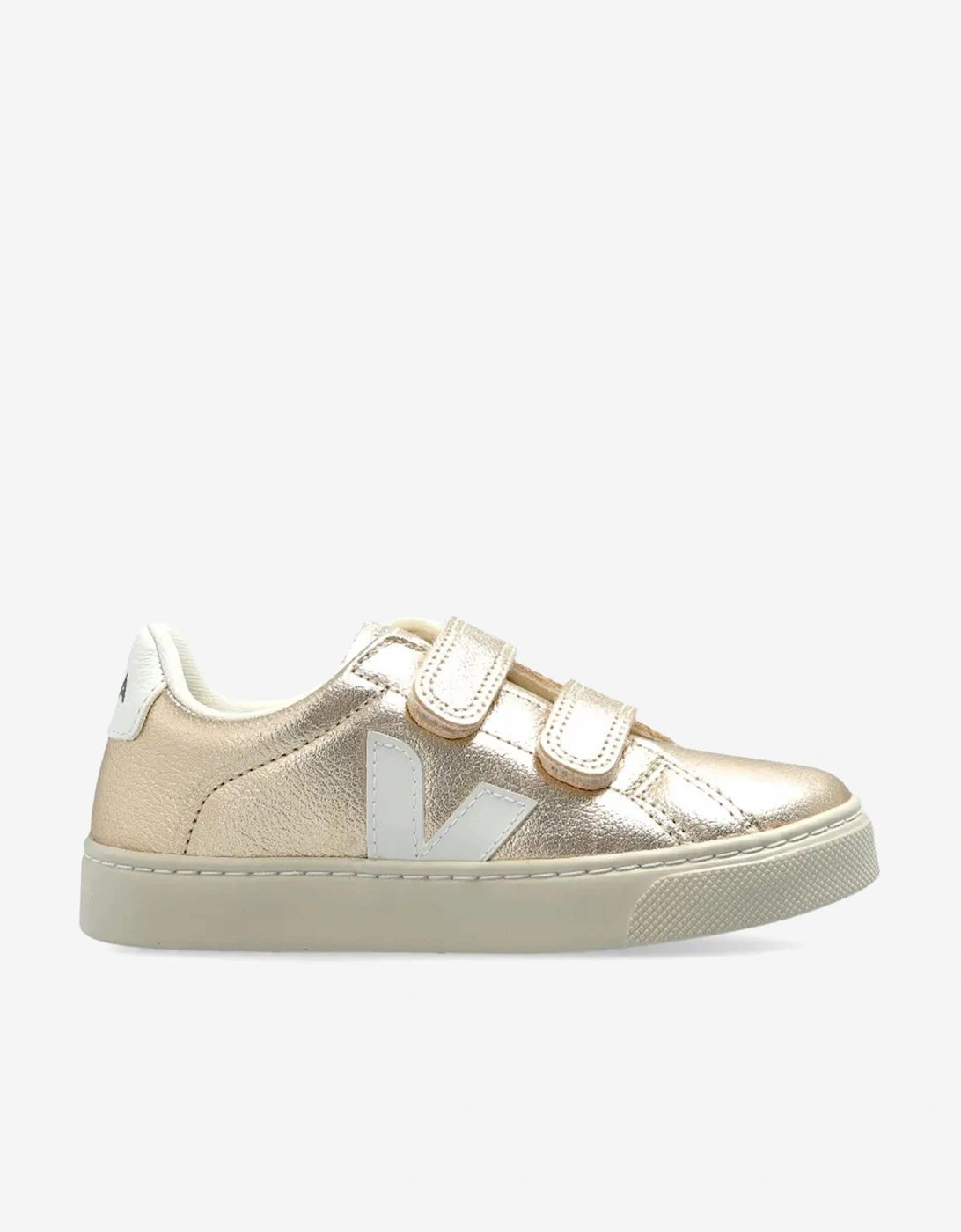Girls Chromefree Leather Small Esplar Traners in Gold, 5 of 4
