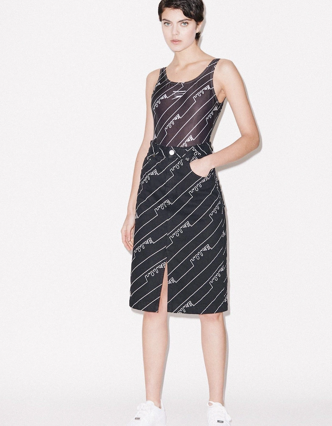 Black Monogram Denim Skirt, 2 of 1