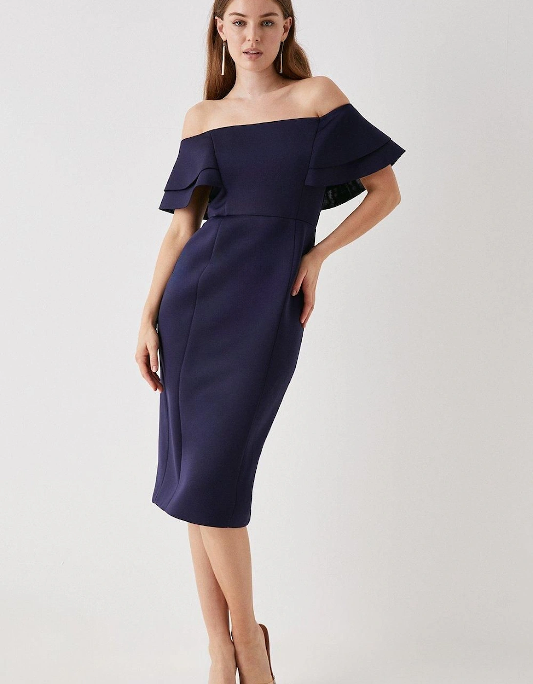 by Coast Ruffle Scuba Bardot Midi Dress, 2 of 1