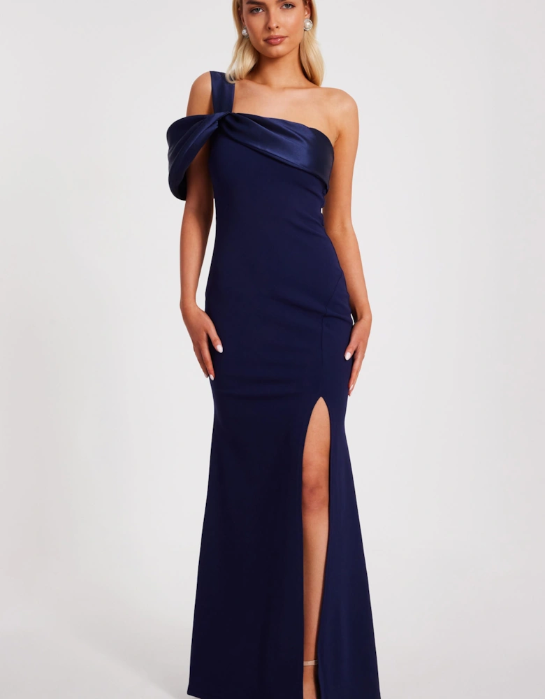 Navy One Shoulder Maxi Dress