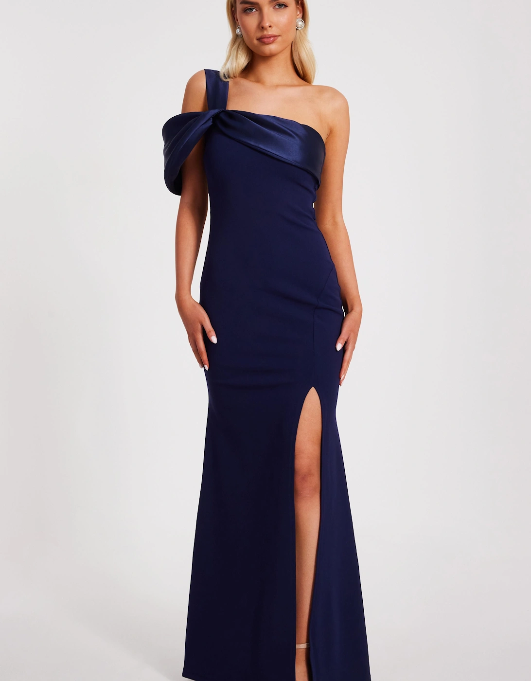 Navy One Shoulder Maxi Dress, 2 of 1