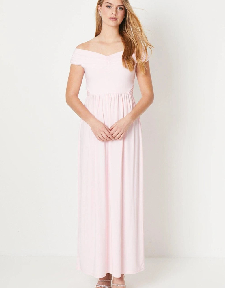 by Coast Bardot Pleated Jersey Bridesmaid Dress