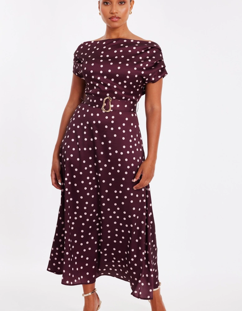 Red Petite Polka Dot Midaxi Dress