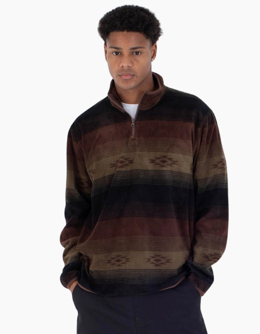 hurley Men's Hurley Mens Mesa Windchill High Collar Half Zip Fleece - Brown