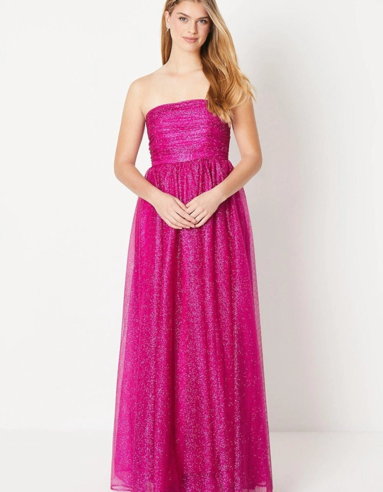 by Coast Glitter Mesh Bandeau Full Skirted Prom Dress