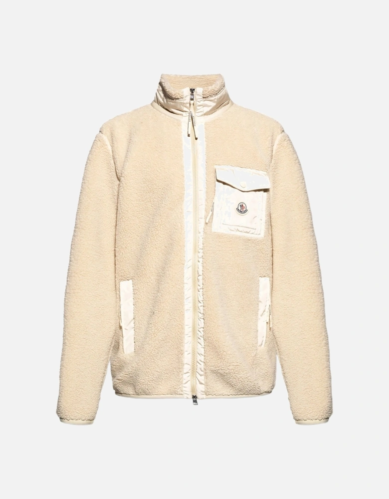 Zip Up Fleece Cardigan Beige