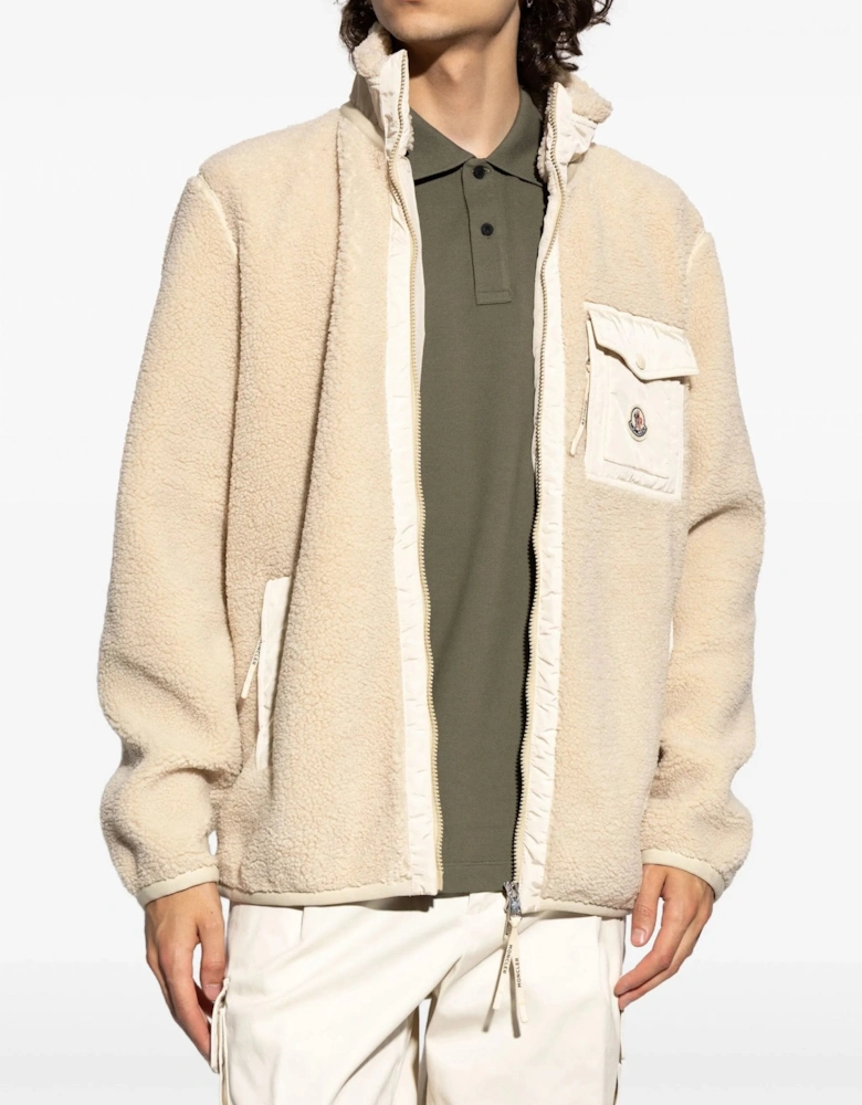 Zip Up Fleece Cardigan Beige