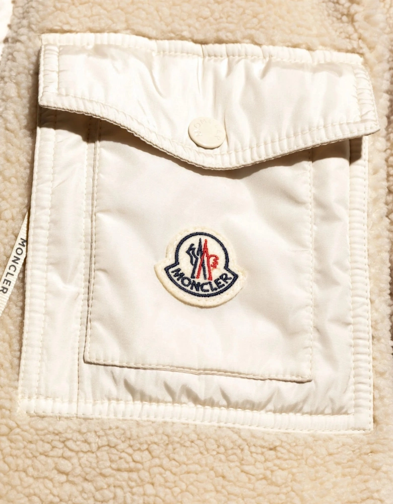 Zip Up Fleece Cardigan Beige