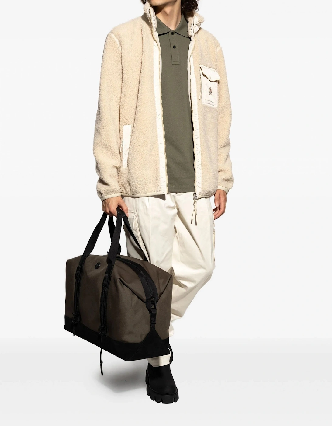Zip Up Fleece Cardigan Beige