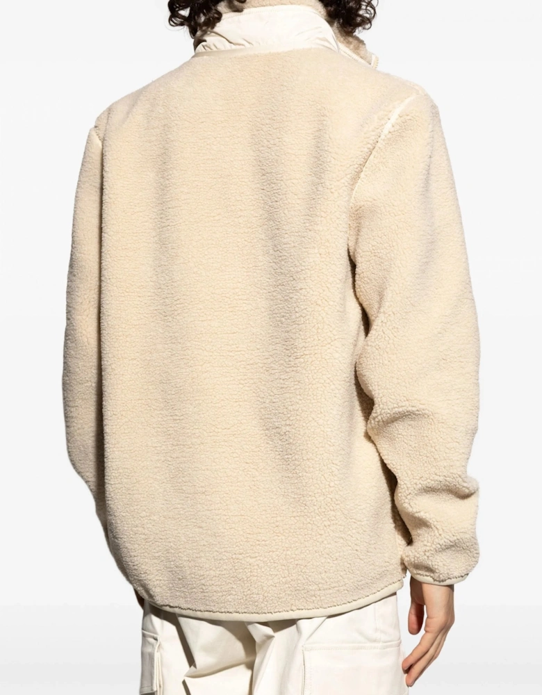 Zip Up Fleece Cardigan Beige