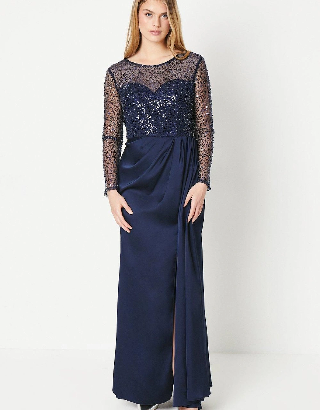 by Coast Long Sleeve Satin Skirt Prom Dress, 2 of 1