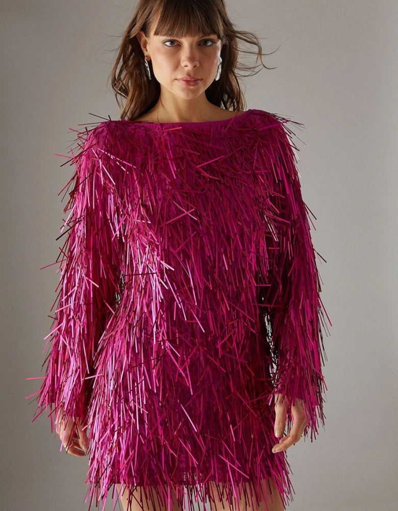 Premium Hand Embellished Fringe Sequin Mini Dress