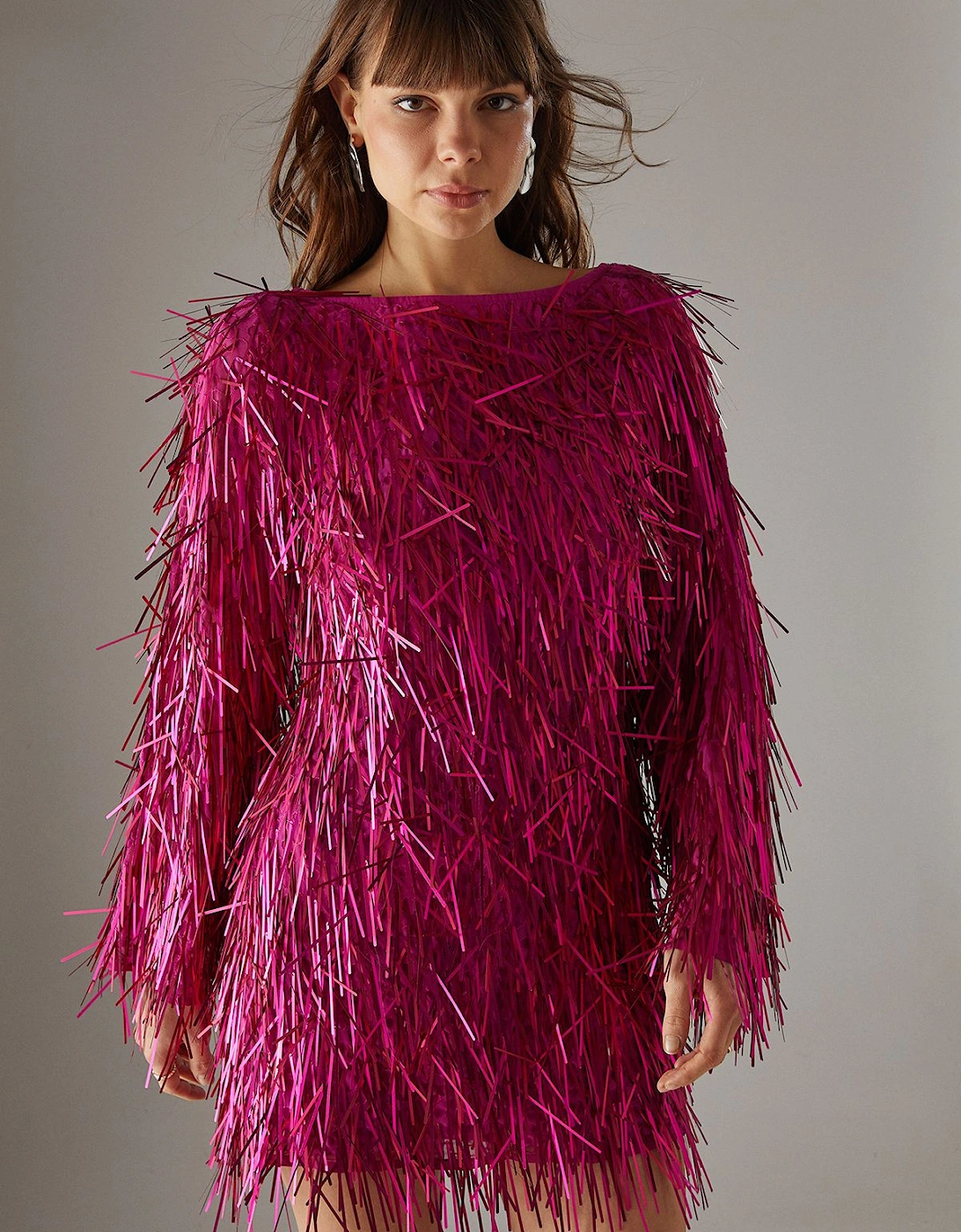 Premium Hand Embellished Fringe Sequin Mini Dress, 2 of 1
