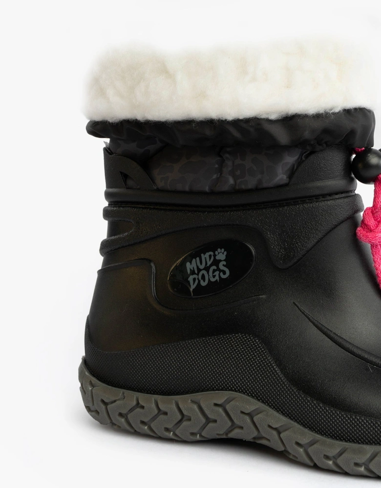 NORDIC Womens Warm Lined Boots Black/Pink Leopard