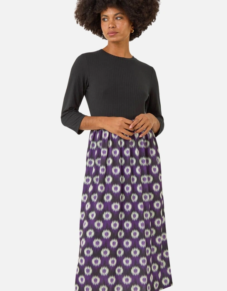 Geo Print Midi Stretch Dress