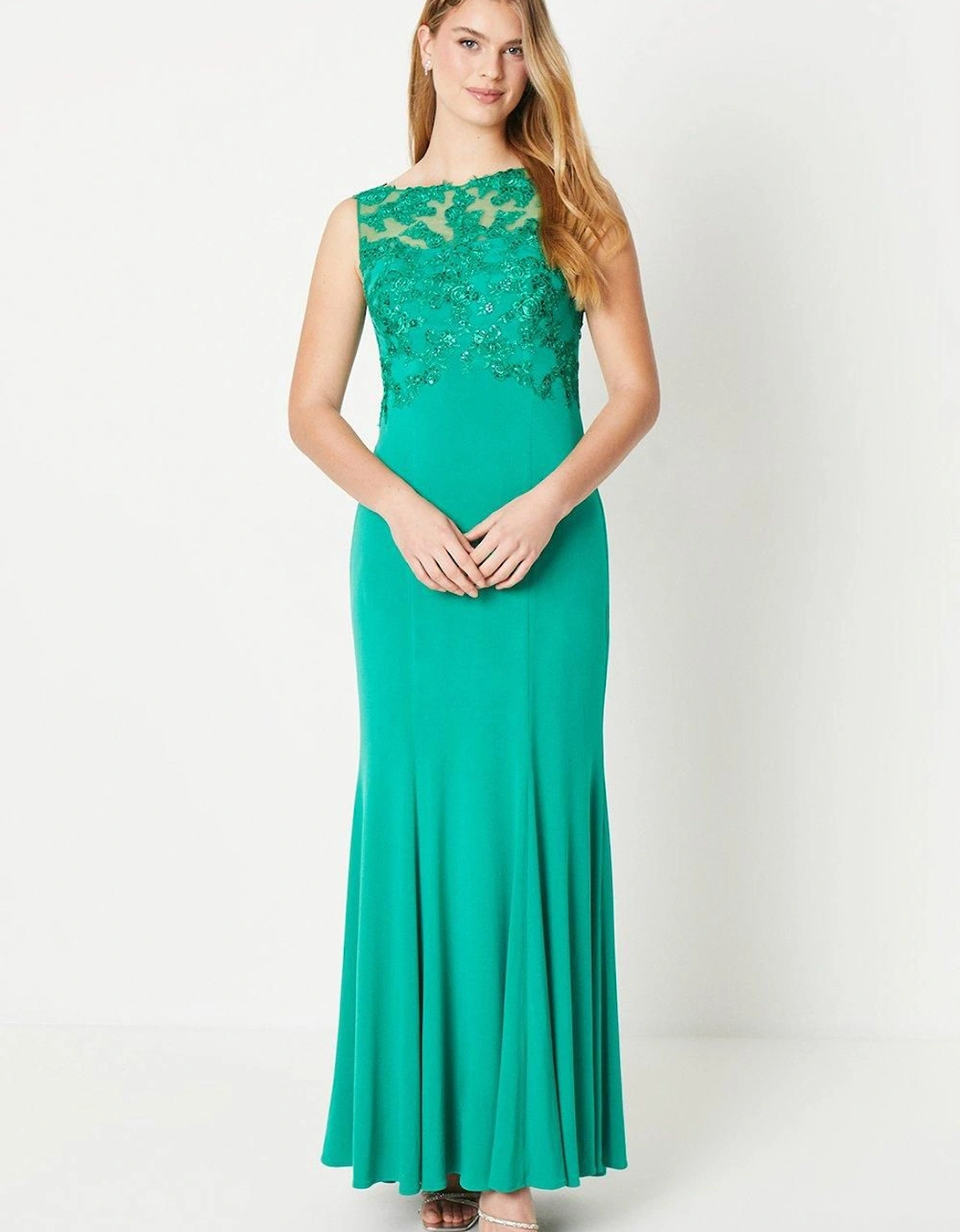 by Coast Slash Neck Open Back Applique Prom Dress, 2 of 1