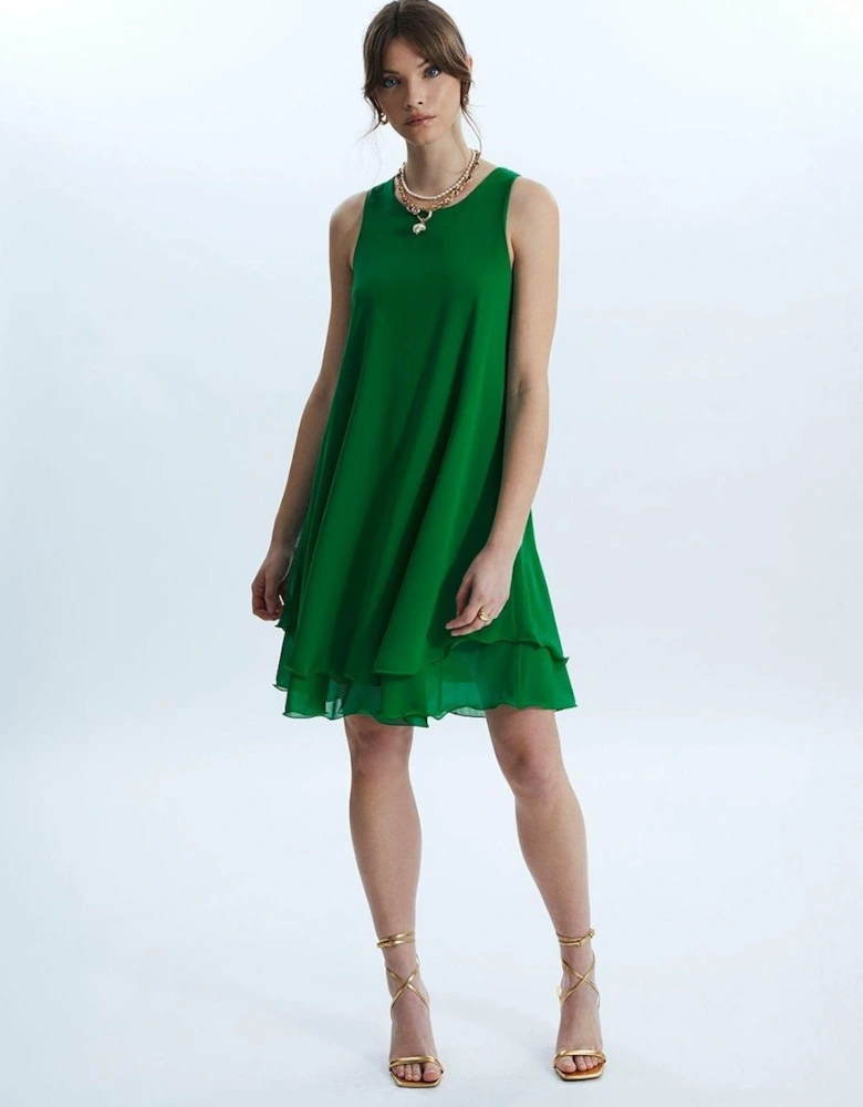 Sleeveless Wave Hem Dress Green