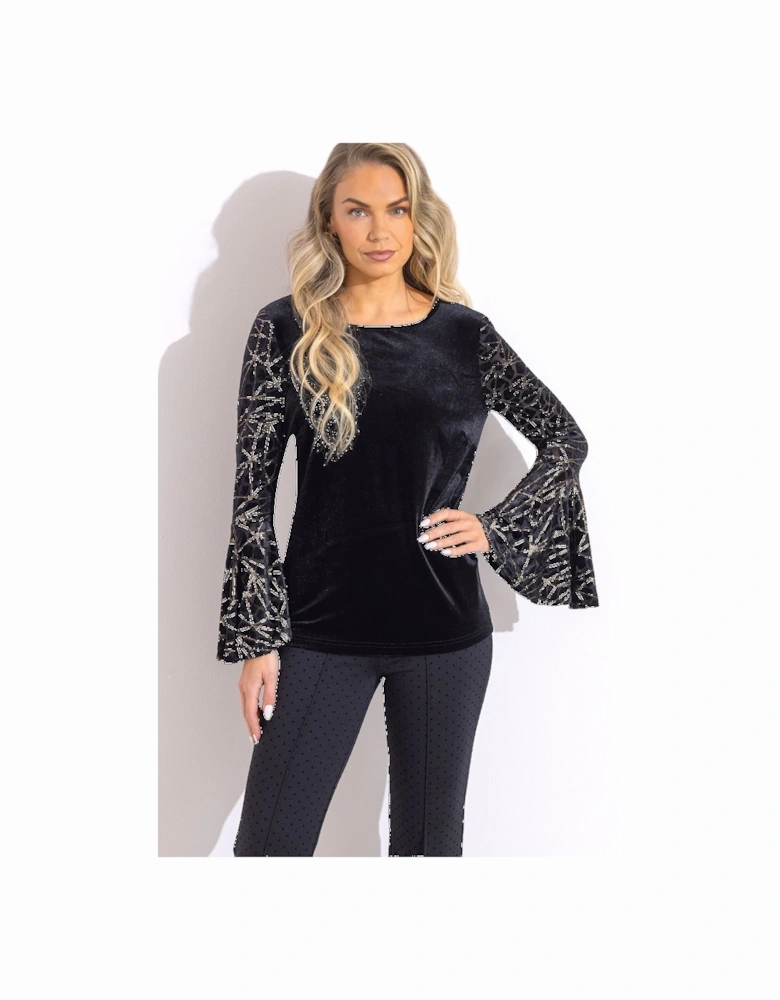 Bell Sleeve Velvet Top