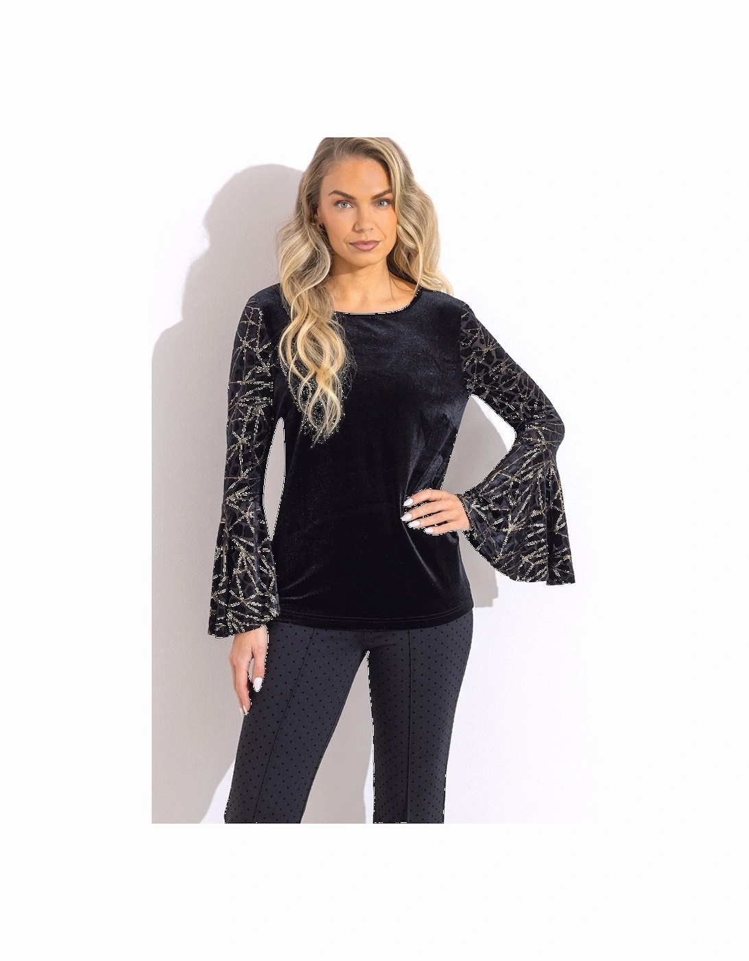 Bell Sleeve Velvet Top, 2 of 1