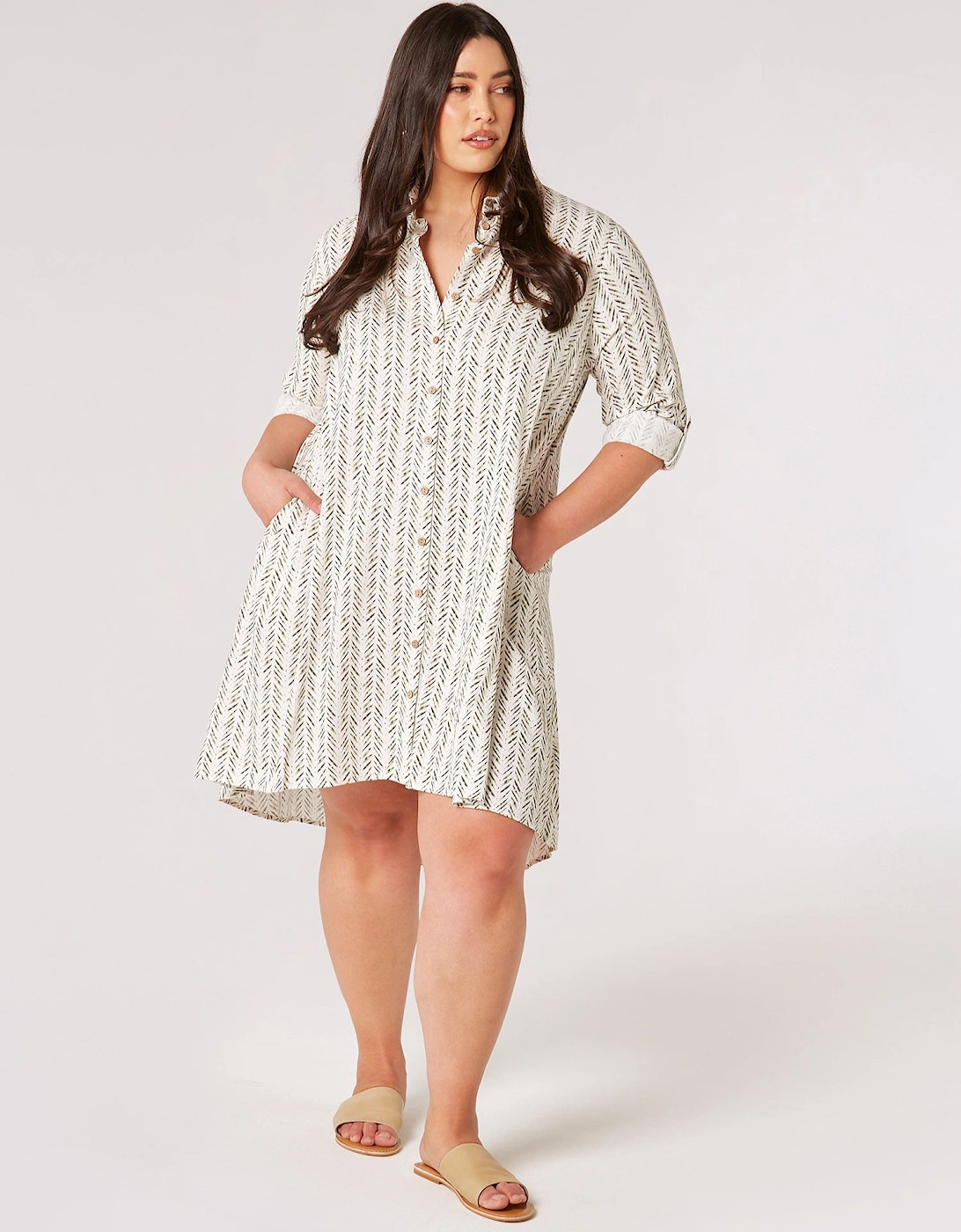 Chevron High-Low Shirt Mini Dress, 2 of 1