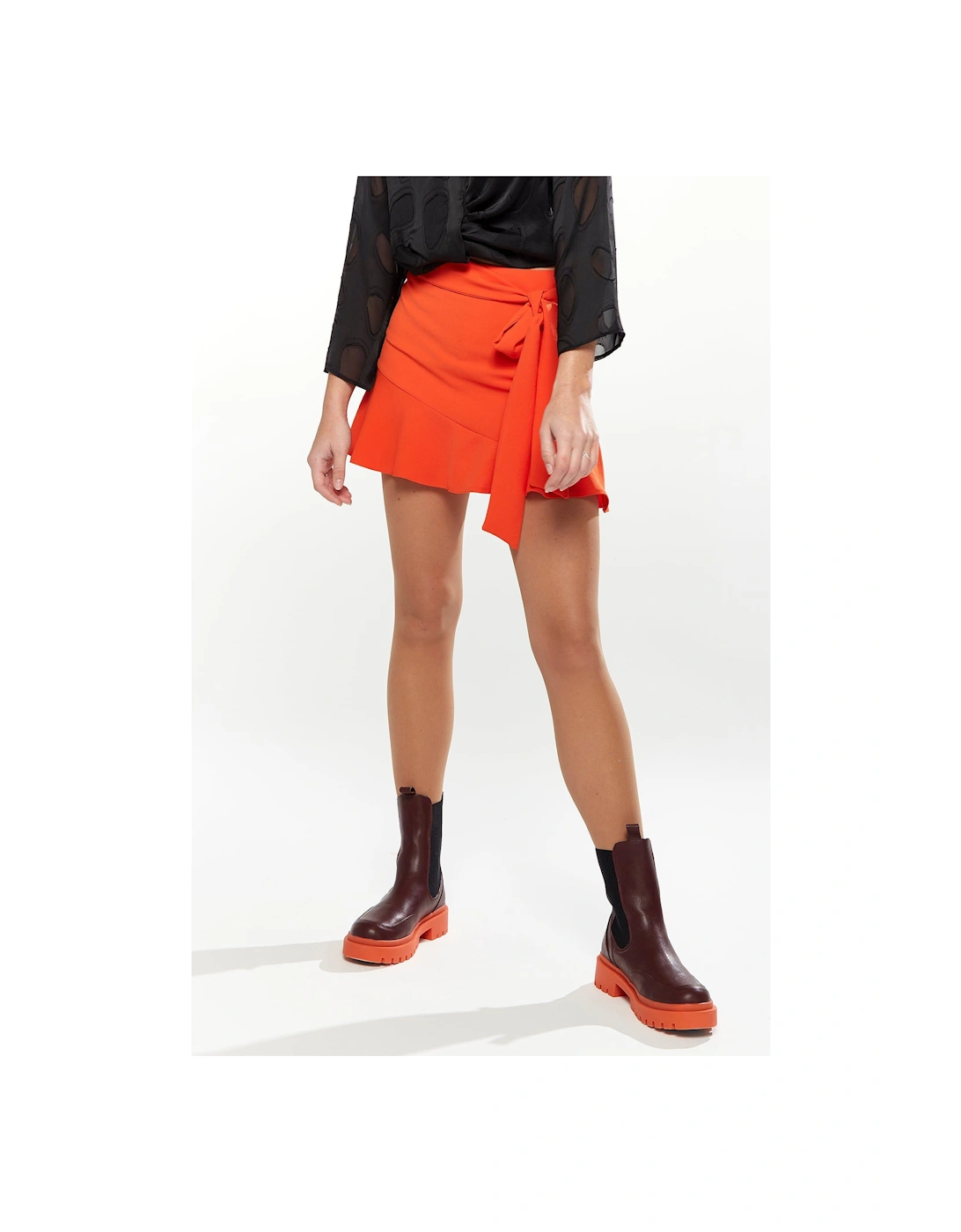 Skort With Side Tie&Frill Detail Orange, 2 of 1