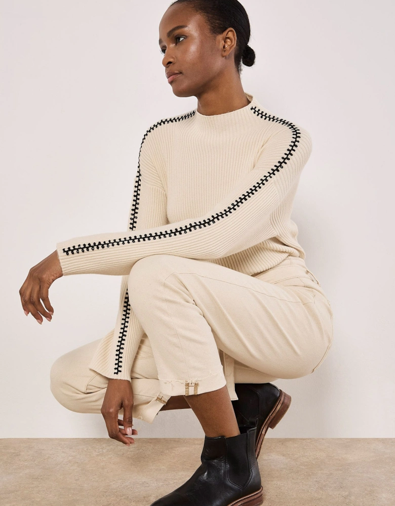 Blanket Stitch Ribbed Jumper