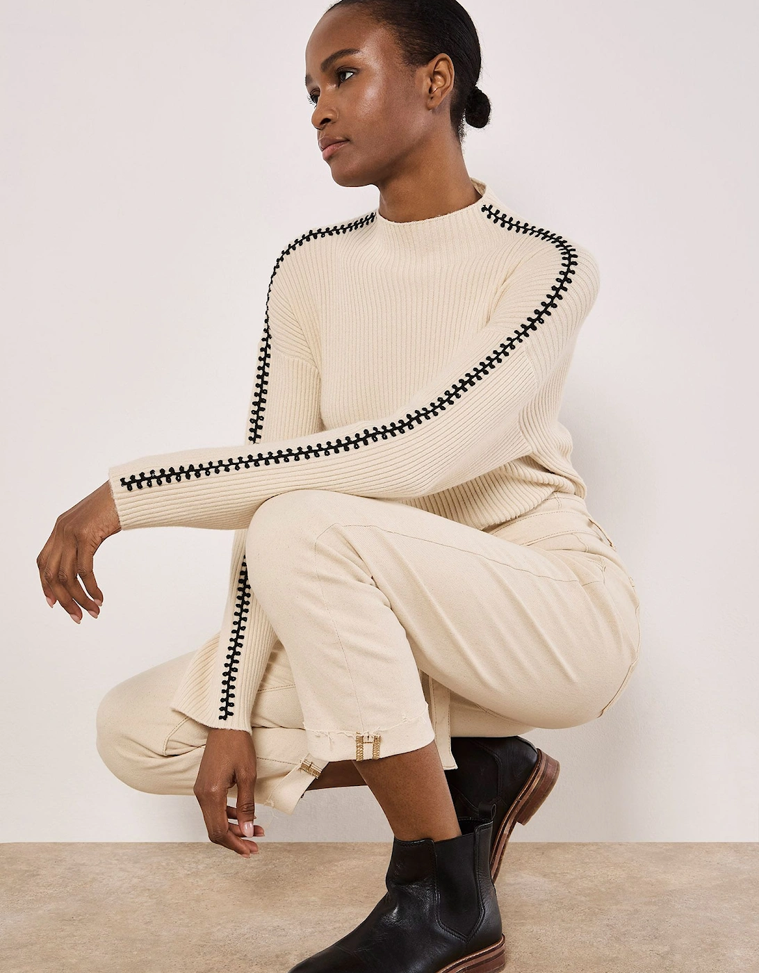 Blanket Stitch Ribbed Jumper, 2 of 1